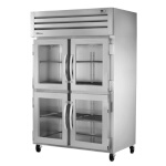 True STR2R-4HG-HC - Refrigerator, two-section, (4) glass half doors, stainless steel front & sides